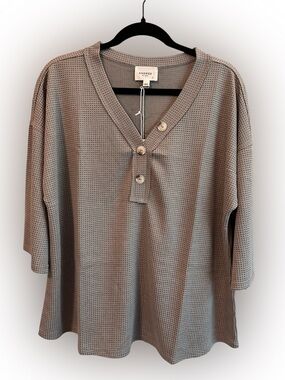 Waffle knit top in grey (multiple sizes)